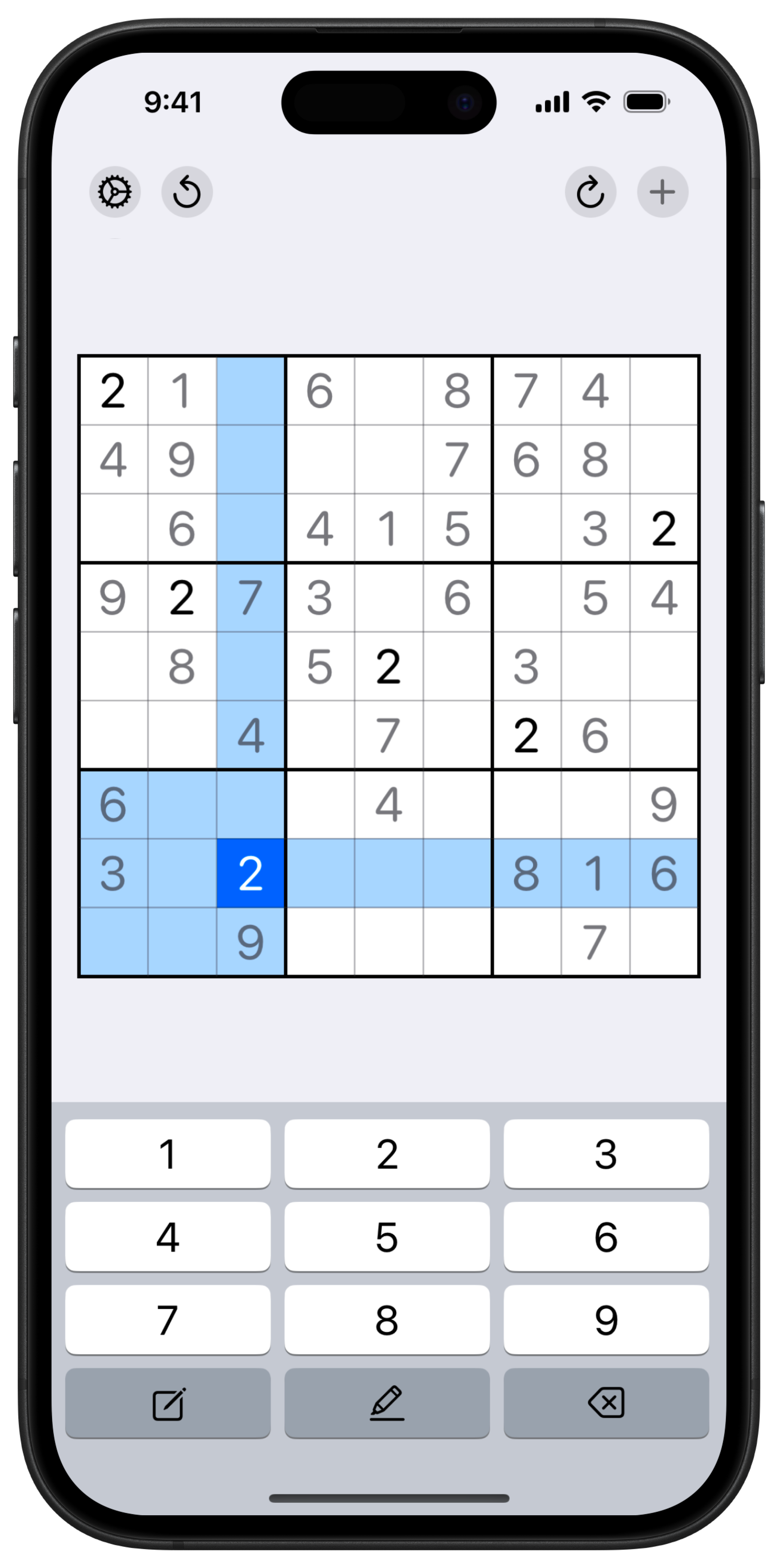 Screenshot of Sudoku app